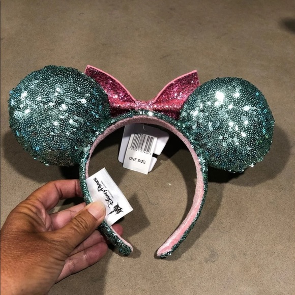Disney Minnie mouse ears pink and mint sequin - Picture 2 of 3